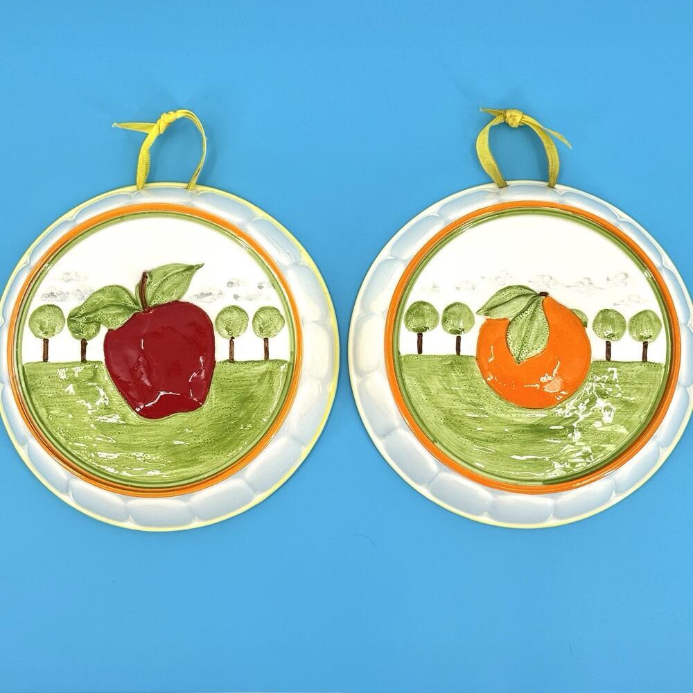 Set 2 DEPARTMENT 56 Orchard Wall Hanger-Jello Mold Lynda Sylvester Orange Apple